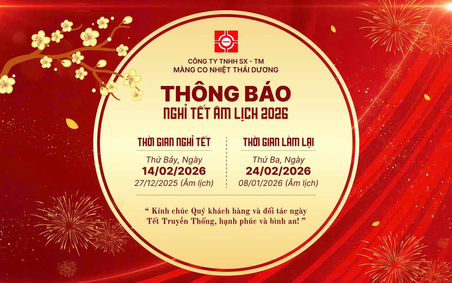 THÔNG BÁO NGHỈ TẾT